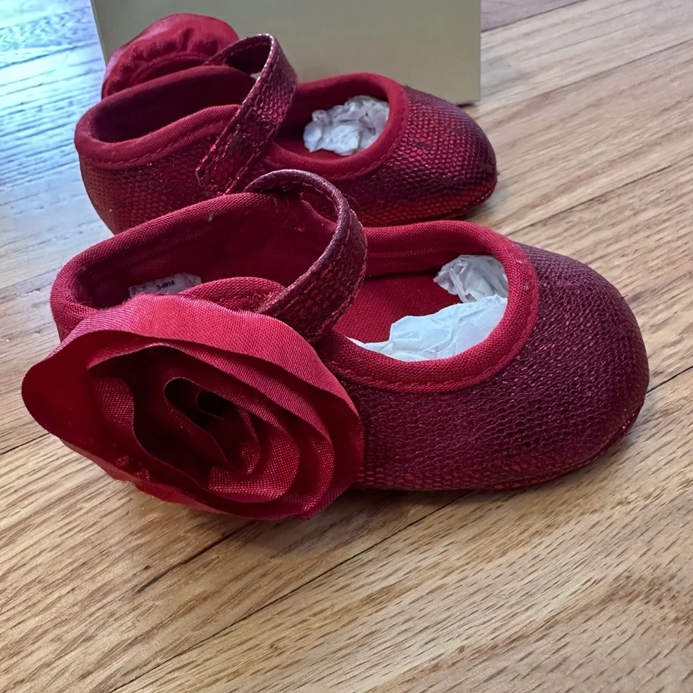 NWT Baby Deer Girls' Red Sparkle Mary Jane Shoes size 1